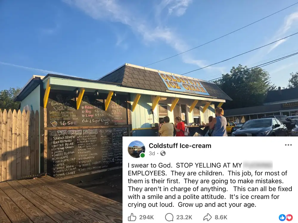 ice cream shop viral post defending teen workers