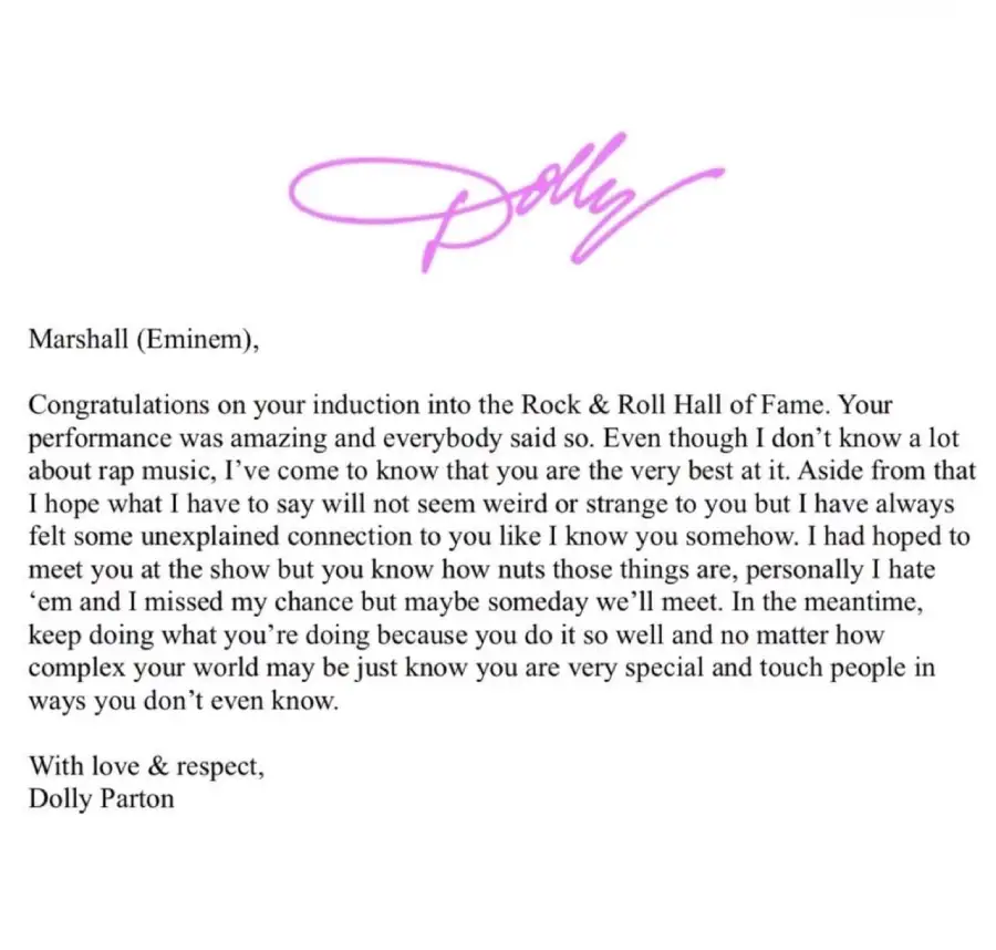 Dolly letter to Eminem