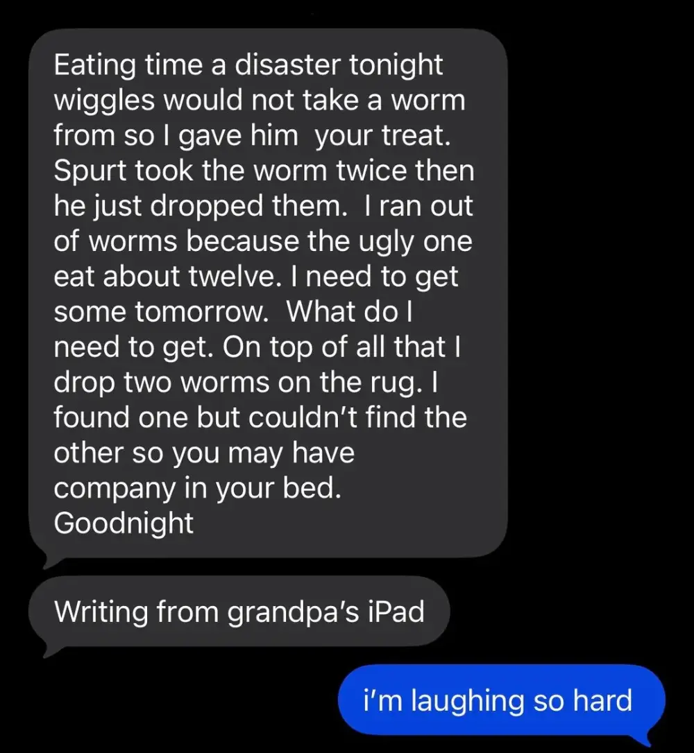 grandma text feeding lizards