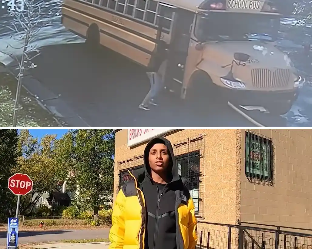 man rescues moving school bus