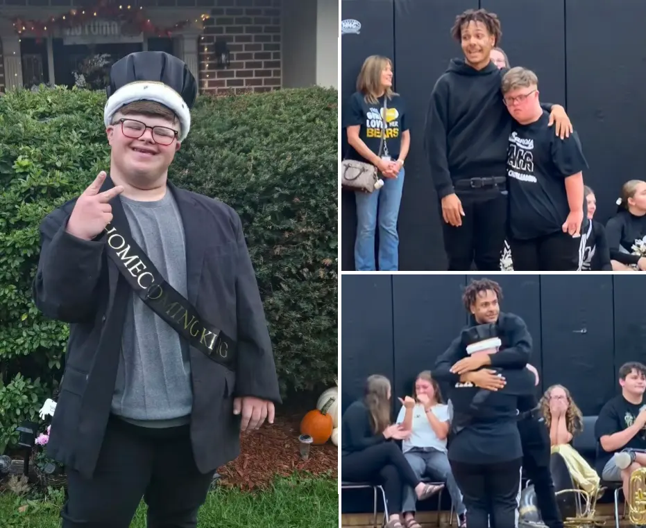 homecoming king gives crown to runner up Down Syndrome