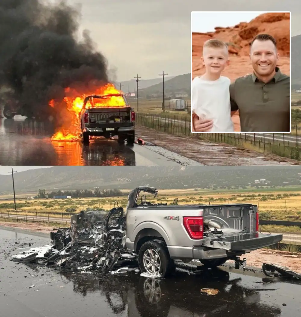 lightning strikes truck on interstate