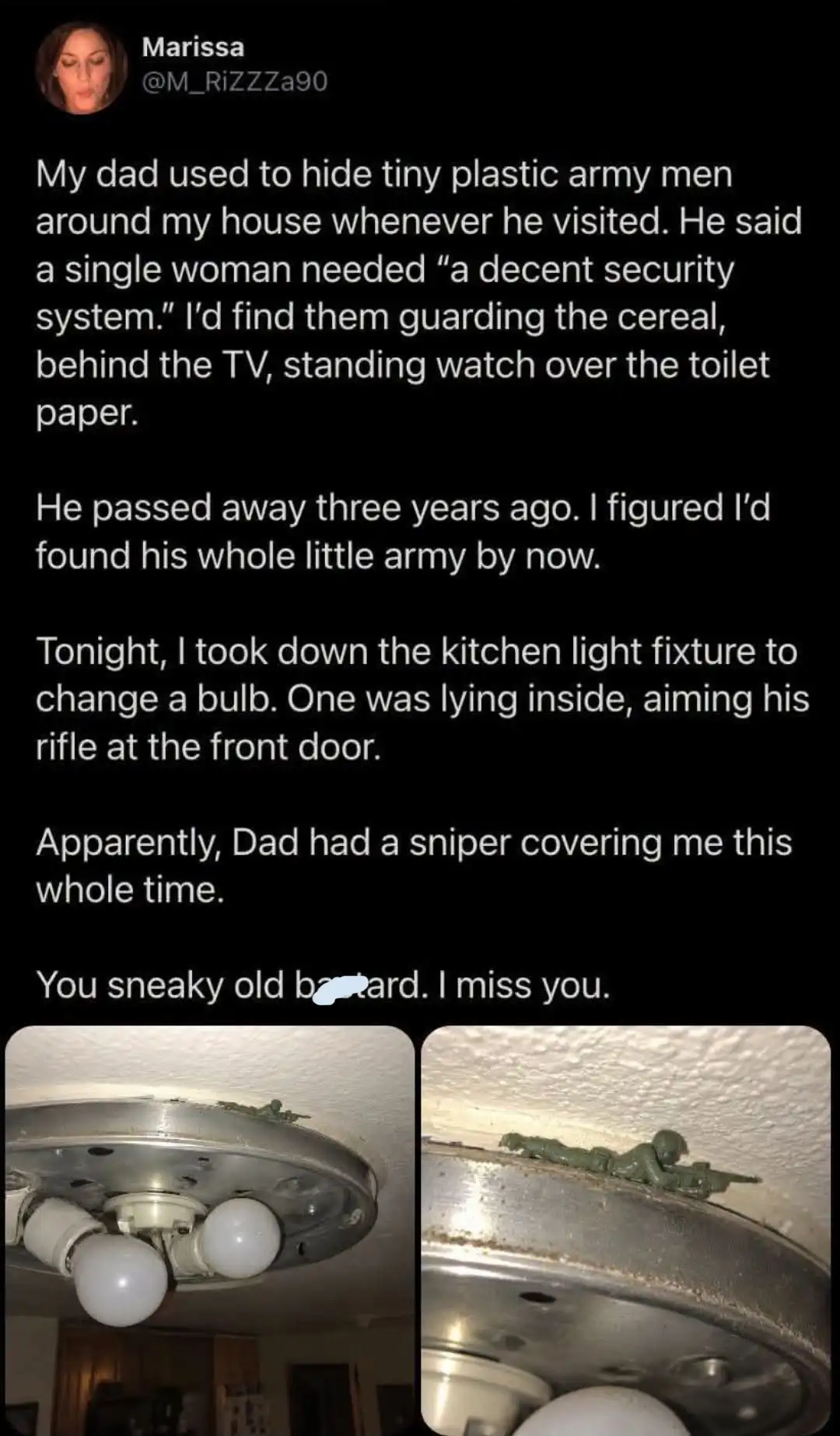 dad hides green army men story