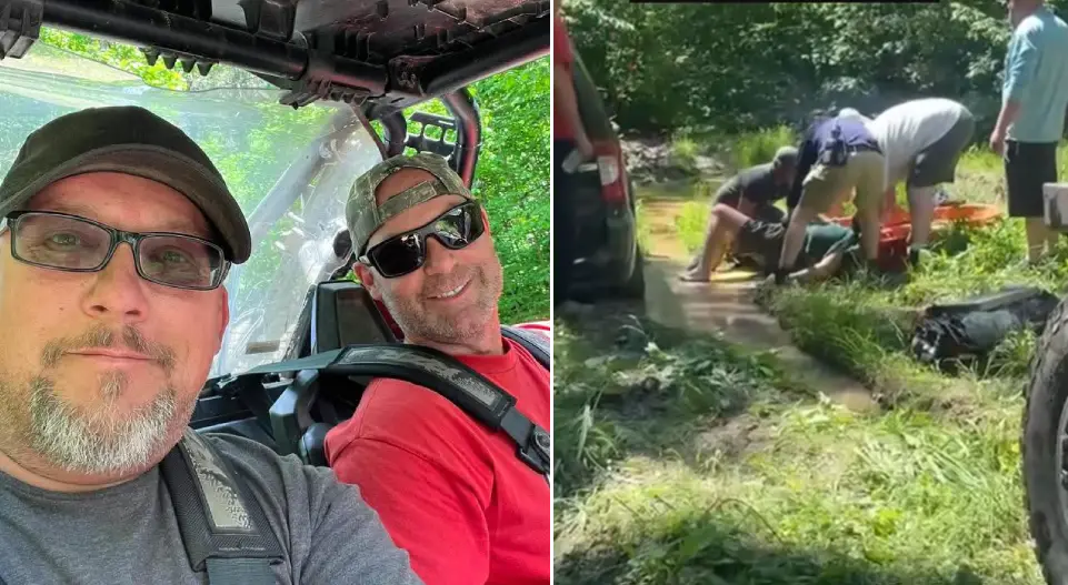 two men save woman in mud 3 days