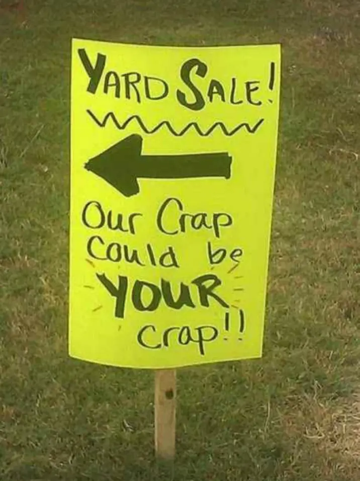 funny yard sale sign