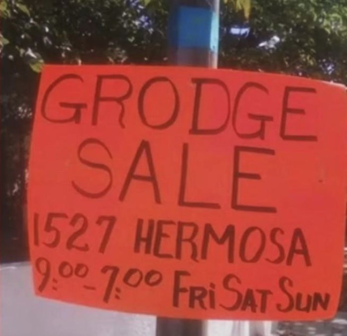 funny yard sale sign