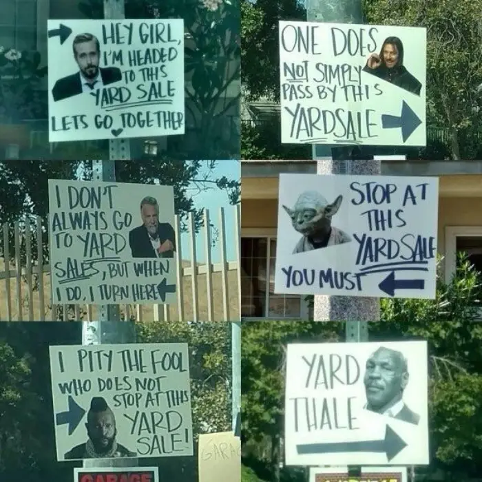 funny yard sale sign